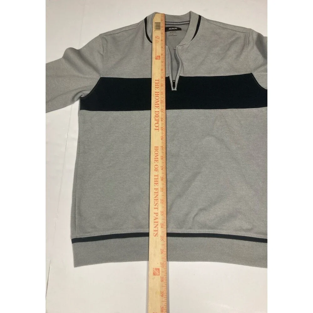 Alfani Men's Stretch Knit Colorblock 1/4 Zip Mock Neck Sweater Gray/Black S